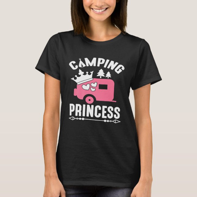 Clamping Princess Cute Camping Campfire T-Shirt (Front)