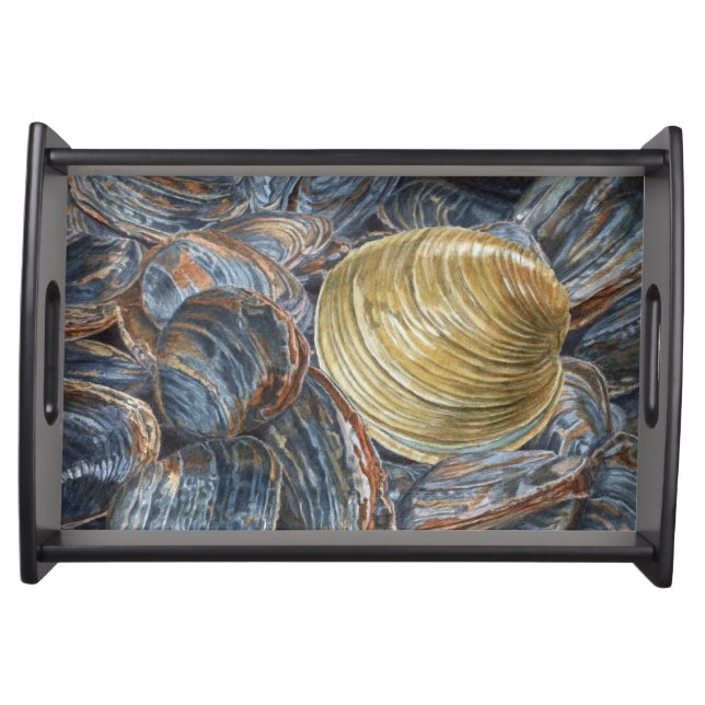 Clams and Quahog Shell Serving Tray (Front)