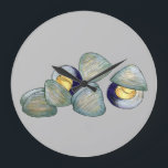 Clams Clambake Rhode Island New England Seafood Large Clock<br><div class="desc">Design features an original illustration of delicious New England clams in shells. Ideal for anyone who loves a summer clambake, or clam digging day at the beach! This clam design is also available on other products. Lots of additional food designs are also available from this shop. Don't see what you're...</div>