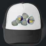 Clams Clambake Rhode Island New England Seafood Trucker Hat<br><div class="desc">Design features an original illustration of delicious New England clams in shells. Ideal for anyone who loves a summer clambake, or clam digging day at the beach! This clam design is also available on other products. Lots of additional food designs are also available from this shop. Don't see what you're...</div>