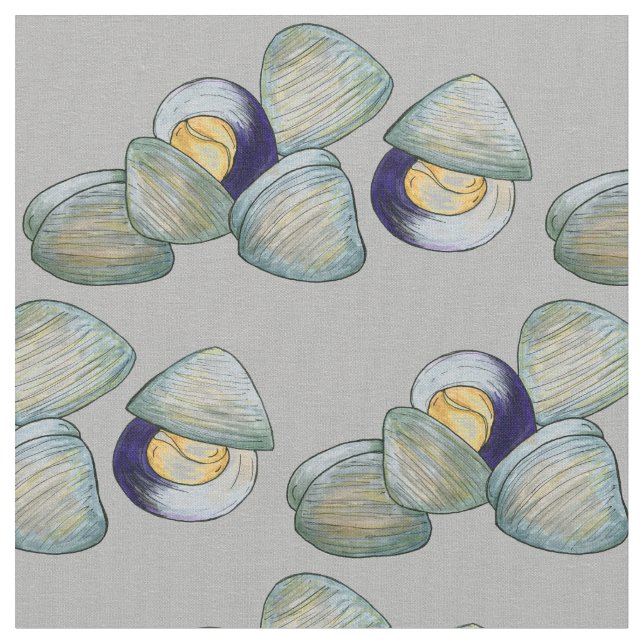 Clams Seafood Clambake Beach Ocean Clam Digging Fabric (Close Up)