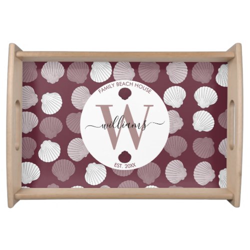 Clams Shell Seashells Family Beach House Monogram Serving Tray