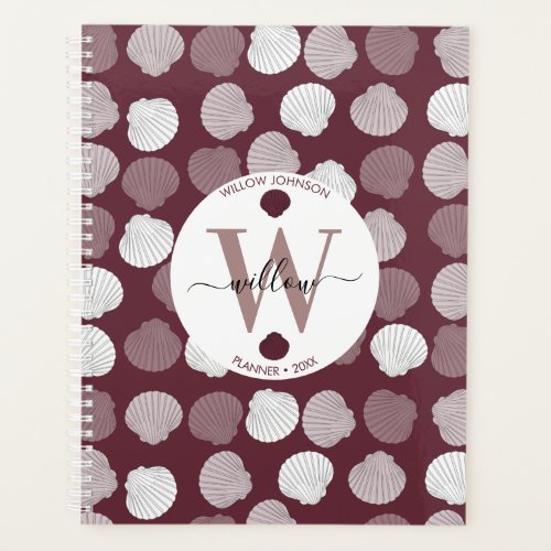Clams Shell Seashells Monogrammed Yearly Planner
