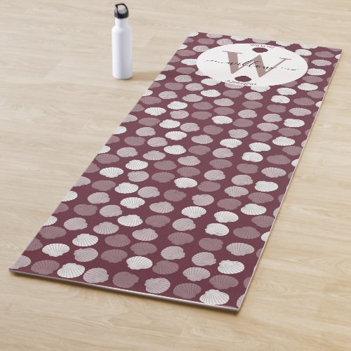 Clams Shell Seashells Monogrammed Yoga Mat