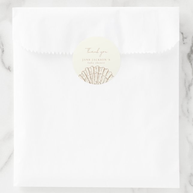 Clamshell Elegant Baby Shower Classic Round Sticker (Bag)