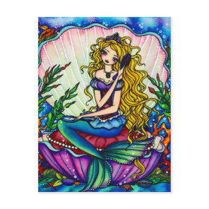 Clamshell Mermaid Fantasy Fairy Art Postcard