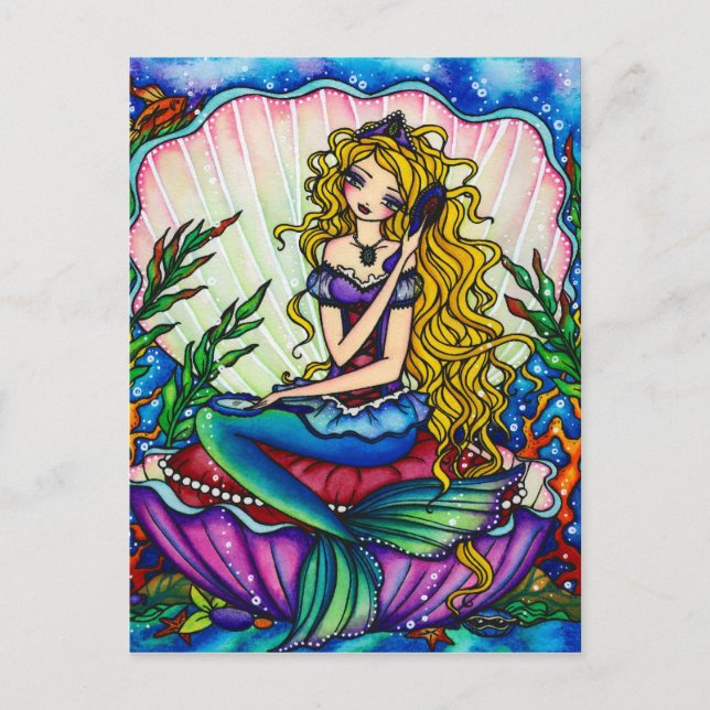 Clamshell Mermaid Fantasy Fairy Art Postcard (Front)
