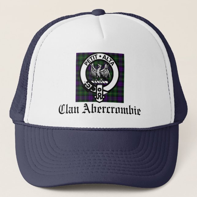 Clan Abercrombie Crest Badge and Tartan Trucker Hat (Front)