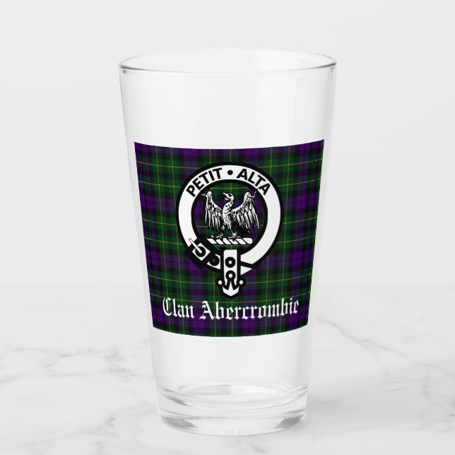 Clan Abercrombie Crest Badge & Tartan Glass (Front)
