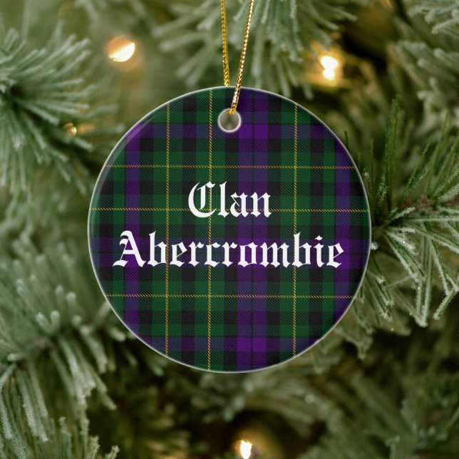 Clan Abercrombie Tartan Customizable Ceramic Ornament (Tree)