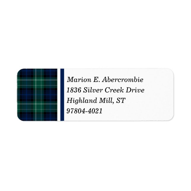 Clan Abercrombie Tartan  Label (Front)