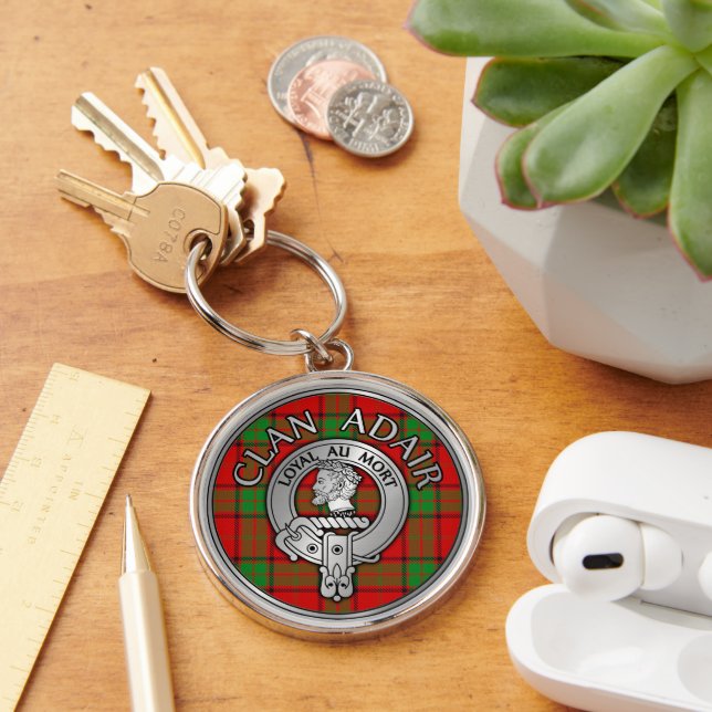 Clan Adair Crest & Tartan Keychain (Desk)