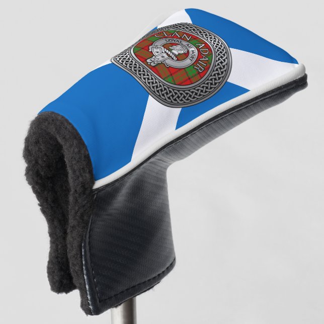 Clan Adair Crest & Tartan Knot Golf Head Cover (3/4 Front)
