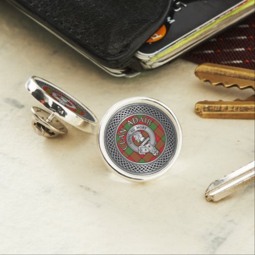 Clan Adair Crest  Tartan Knot Lapel Pin