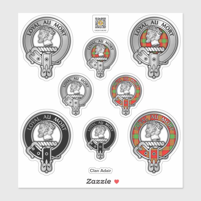 Clan Adair Crest & Tartan Sticker (Sheet)