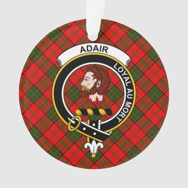 Clan Adair Tartan and Crest Ornament (Front)