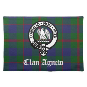 Clan Agnew Crest Badge and Tartan Cloth Placemat