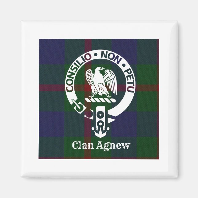 Clan Agnew Crest Badge and Tartan Magnet (Front)