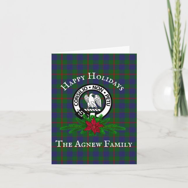 Clan Agnew Crest & Tartan Holiday  Card (Front)