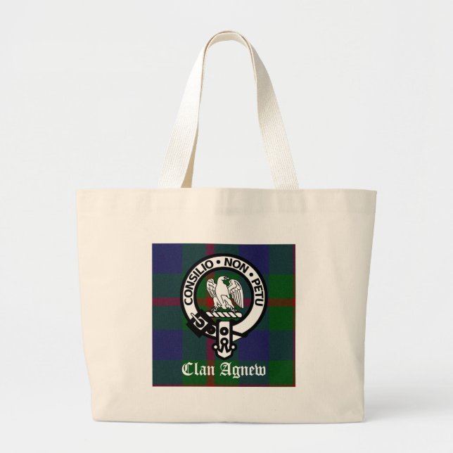 Clan Agnew Tartan Crest Large Tote Bag (Front)