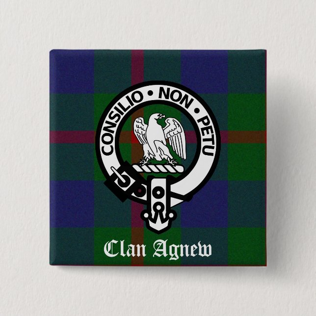 Clan Agnew Tartan Crest Pinback Button (Front)