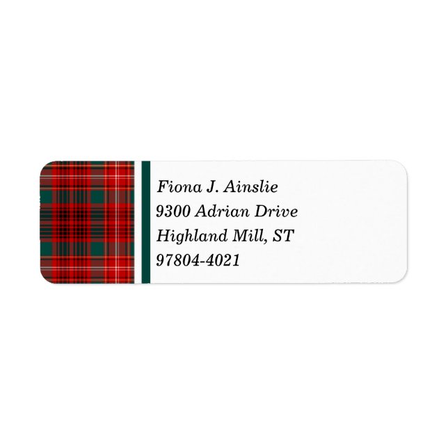 Clan Ainslie Tartan  Label (Front)