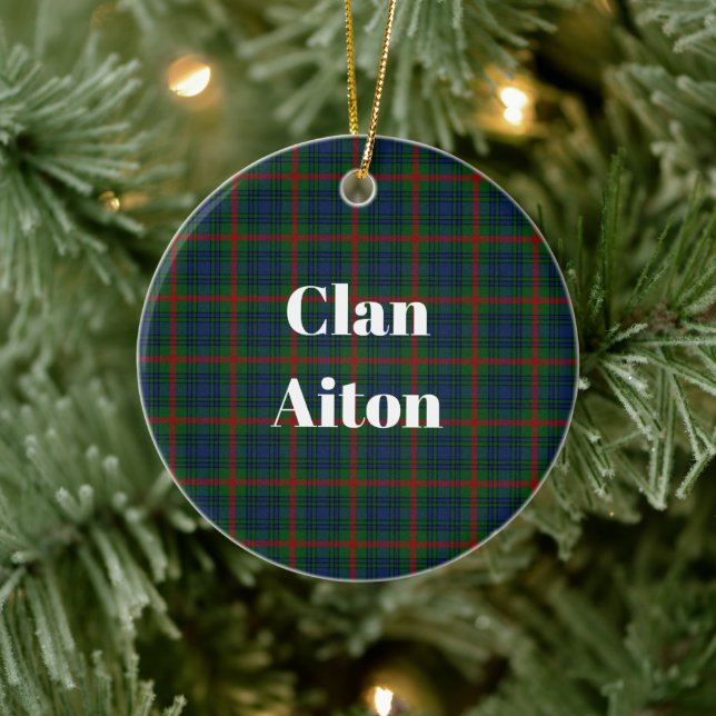 Clan Aiton Tartan Ceramic Ornament (Tree)