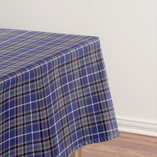 Clan Alexander Tartan Blue and Purple Plaid Tablecloth (In Situ)