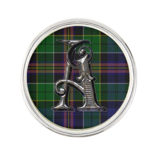 Clan Allison Plaid Monogram A Lapel Pin (Front)