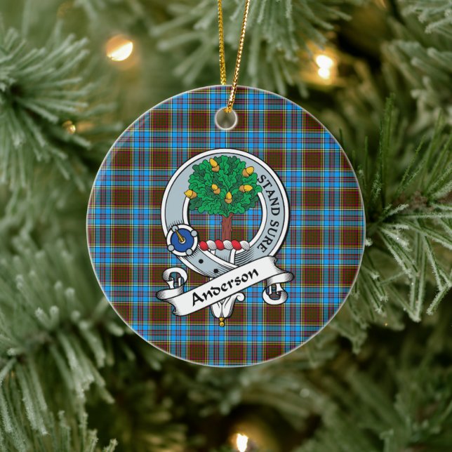 Clan Anderson Badge Tartan Plaid Ceramic Ornament (Tree)