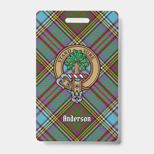 Clan Anderson Crest over Tartan Badge (Front)