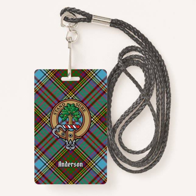 Clan Anderson Crest over Tartan Badge (Front with Lanyard)
