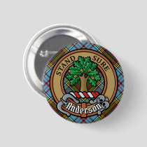 Clan Anderson Crest over Tartan Button