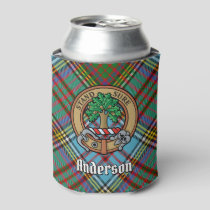 Clan Anderson Crest over Tartan Can Cooler