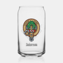 Clan Anderson Crest over Tartan Can Glass