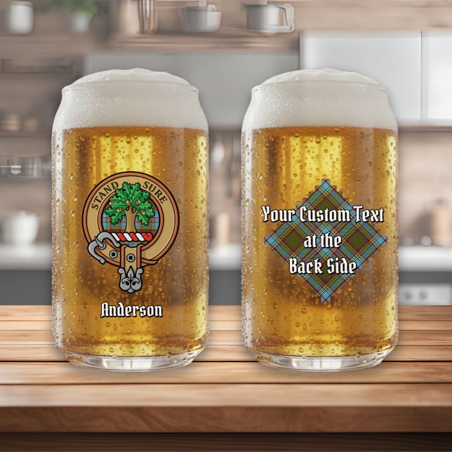 Clan Anderson Crest over Tartan Can Glass (Creator Uploaded)