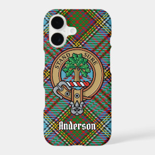 Clan Anderson Crest over Tartan iPhone 17 Case