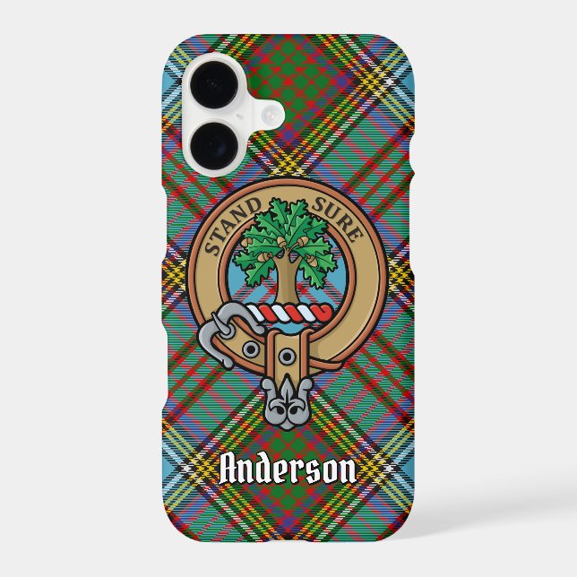 Clan Anderson Crest over Tartan Case-Mate iPhone Case (Back)