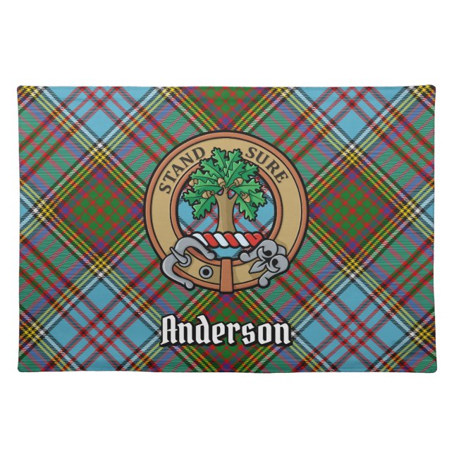 Clan Anderson Crest over Tartan Cloth Placemat (Front)