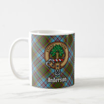 Clan Anderson Crest over Tartan Coffee Mug
