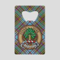 Clan Anderson Crest over Tartan Credit Card Bottle Opener