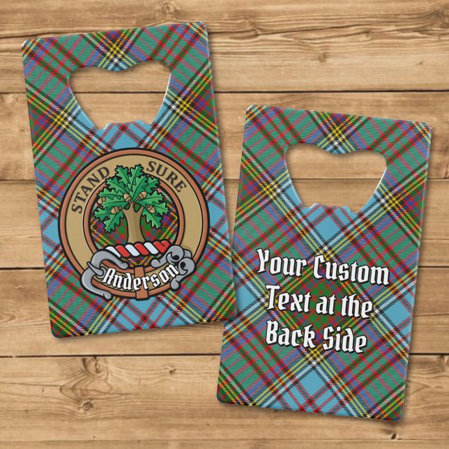 Clan Anderson Crest over Tartan Credit Card Bottle Opener (Creator Uploaded)