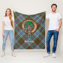 Clan Anderson Crest over Tartan Fleece Blanket