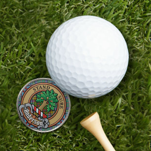 Clan Anderson Crest over Tartan Golf Ball Marker