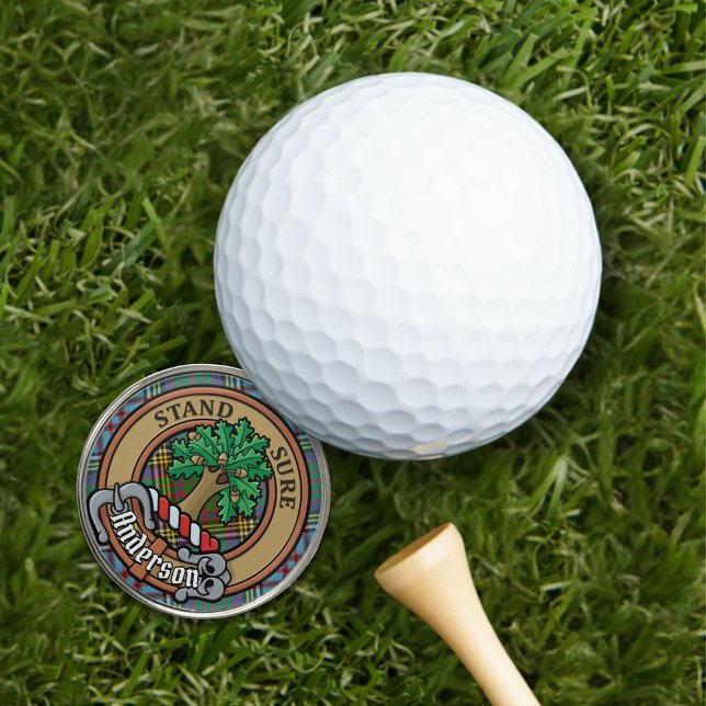 Clan Anderson Crest over Tartan Golf Ball Marker (Creator Uploaded)