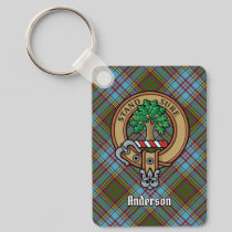 Clan Anderson Crest over Tartan Keychain