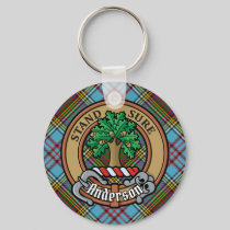 Clan Anderson Crest over Tartan Keychain