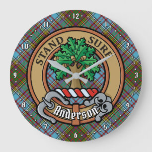 Clan Anderson Crest over Tartan Large Clock