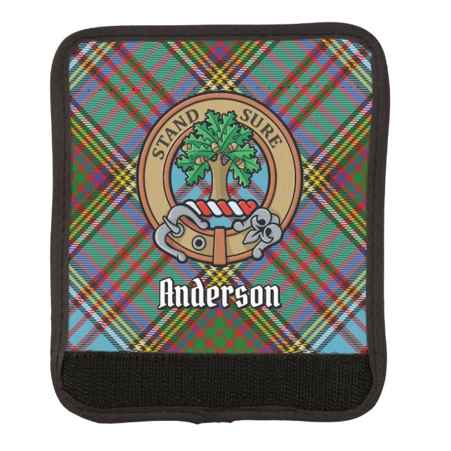 Clan Anderson Crest over Tartan Luggage Handle Wrap (Front)