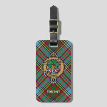 Clan Anderson Crest over Tartan Luggage Tag